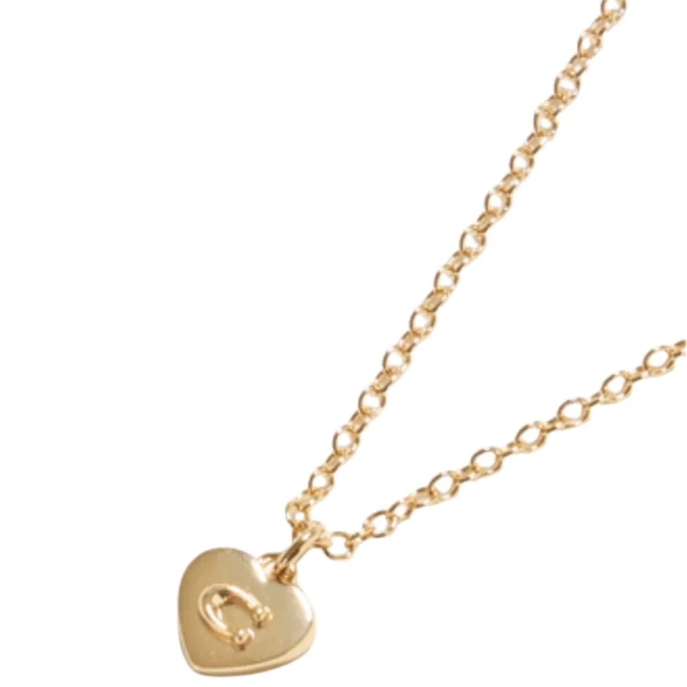 Coach Necklace Heart Shaped Pendant 14K Gold Plated Brass
